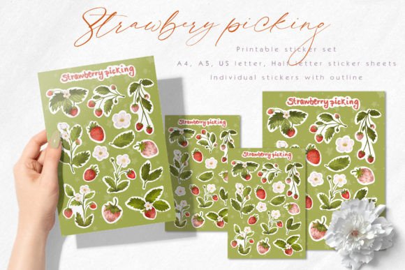 Download Wild Strawberry Printable Sticker Set - Sticker Collection