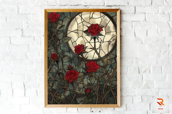Download Stained Glass Rose and Moon Wall Art - Premium Resources