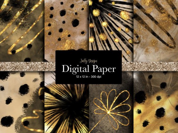 Download Elegant Black and Gold Digital Paper - Gold digital paper Collection