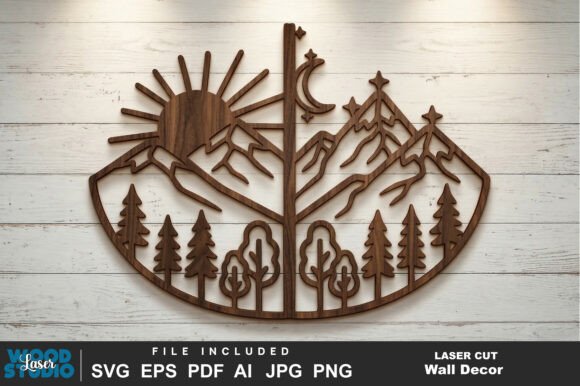 Download Night Moon Wall Art Laser Cut SVG - Moon wall art Collection