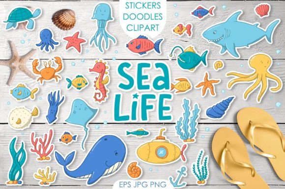Download SEA LIFE Stickers | Clipart | Doodles - Sticker Collection