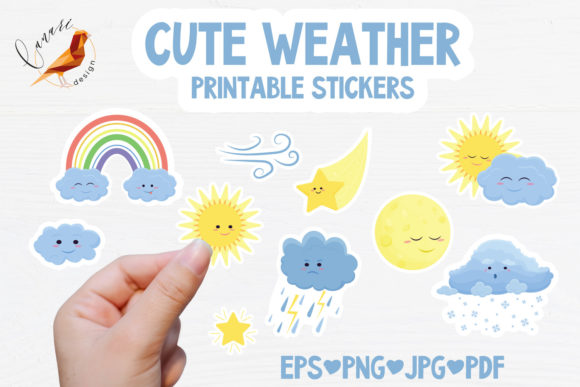 Download Cute Weather Colection Printable Sticker - Sticker Collection