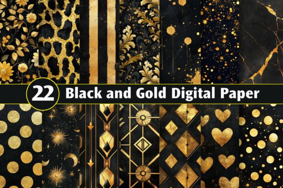Download Black and Gold Digital Paper - Gold digital paper Collection