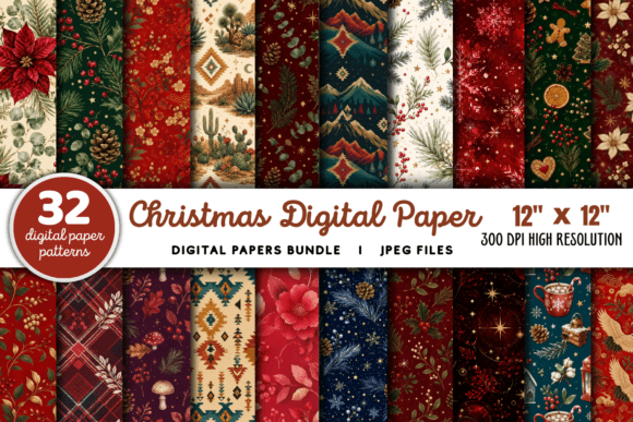 Download Christmas Digital Paper Bundle - Christmas digital paper Collection