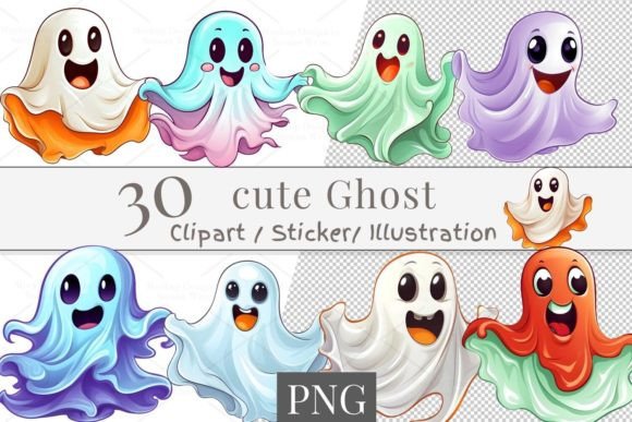 Download 30 Cute Ghost Clipart Sticker, PNG 844 - Sticker Collection
