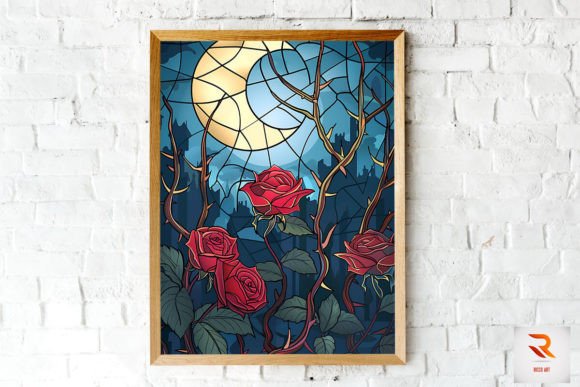 Download Stained Glass Rose and Moon Wall Art - Premium Resources