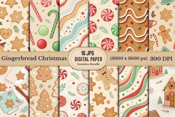Download Gingerbread Christmas Digital Paper - Christmas digital paper Collection