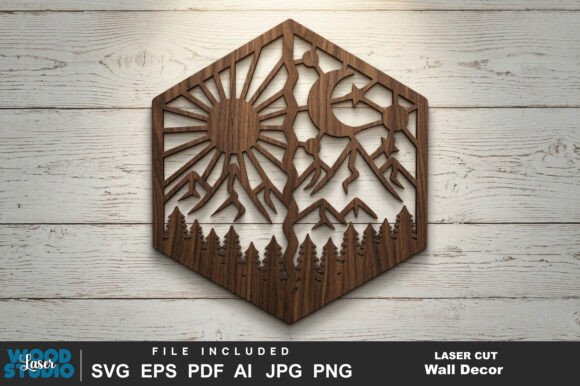 Download Night Moon Wall Art Laser Cut SVG - Moon wall art Collection
