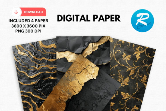 Download Watercolor Black and Gold Digital Paper - Gold digital paper Collection