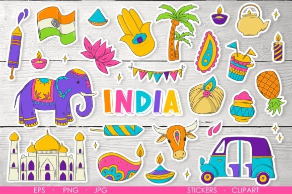 Download INDIA Stickers, Clip Art, Doodles Set - Sticker Collection