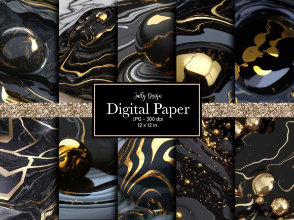 Download Black and Gold Digital Paper Pack - Gold digital paper Collection