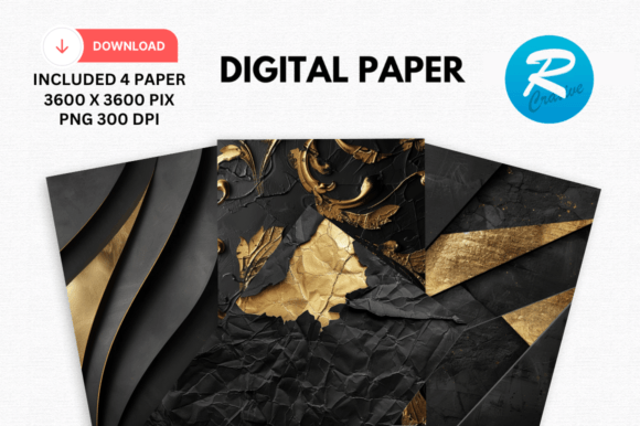 Download Watercolor Black and Gold Digital Paper - Gold digital paper Collection