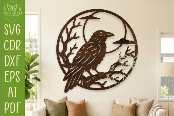 Download Raven Moon Wall Art SVG, Gothic Decor - Moon wall art Collection
