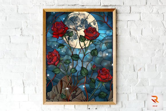 Download Stained Glass Rose and Moon Wall Art - Premium Resources