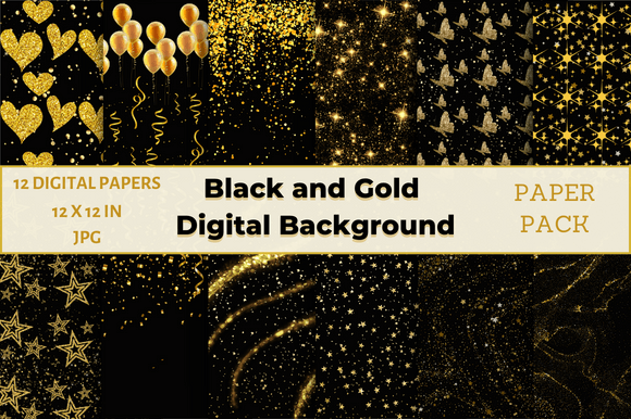 Download Black and Gold Digital Paper Pack - Gold digital paper Collection