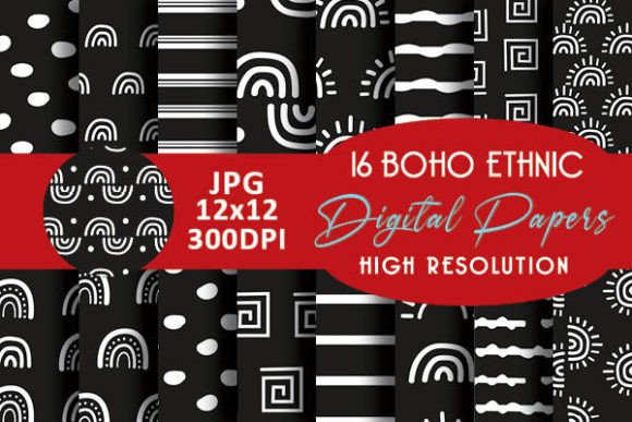 Download Black and White Rainbows Boho Geometric - Premium Bundle