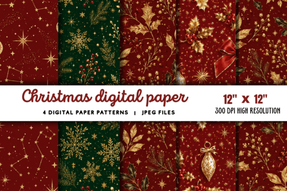 Download Christmas Digital Paper Graphics - Christmas digital paper Collection