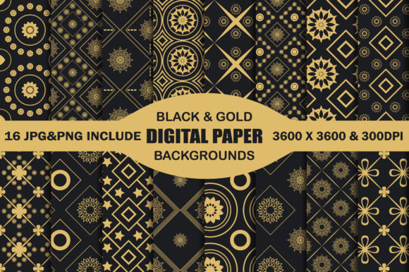 Download Black and Gold Digital Paper Background - Gold digital paper Collection