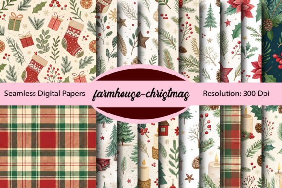 Download Farmhouse-christmas Digital Paper - Christmas digital paper Collection