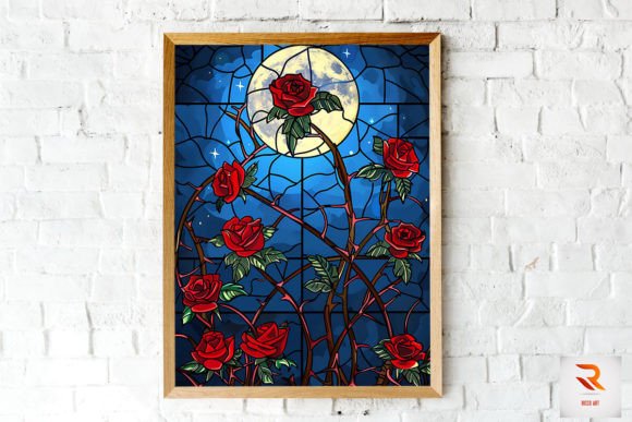 Download Stained Glass Rose and Moon Wall Art - Premium Resources