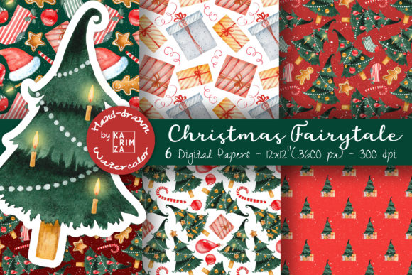Download Watercolor Christmas Digital Paper Pack - Christmas digital paper Collection