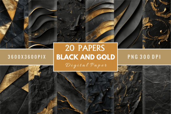 Download Black and Gold Digital Paper Bundle - Gold digital paper Collection