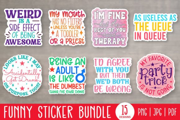 Download Funny Printable Stickers Bundle PNG - Sticker Collection